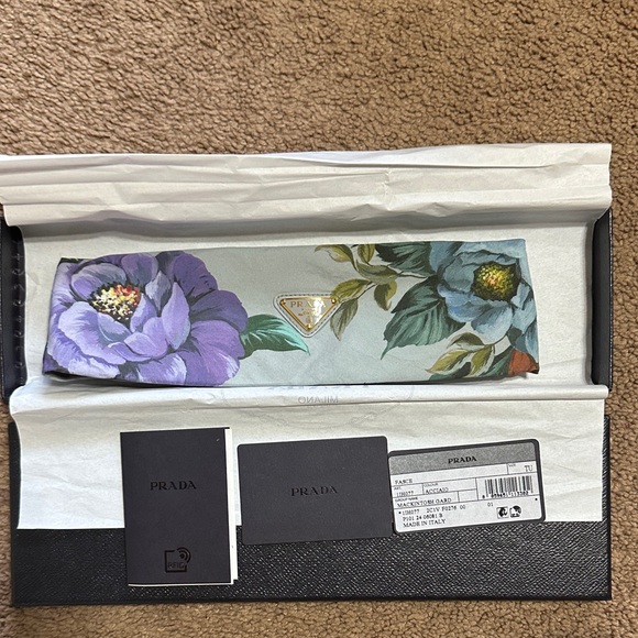 Prada Cotton Head Band with Purple and Green Floral Design - Picture 1 of 7